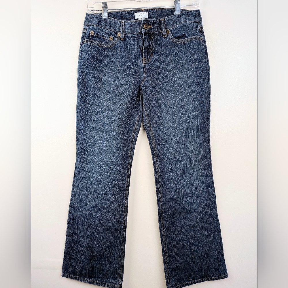 Ann Taylor Loft Y2K Flare Leg Jeans Size 6 Retro Boho Dark Wash